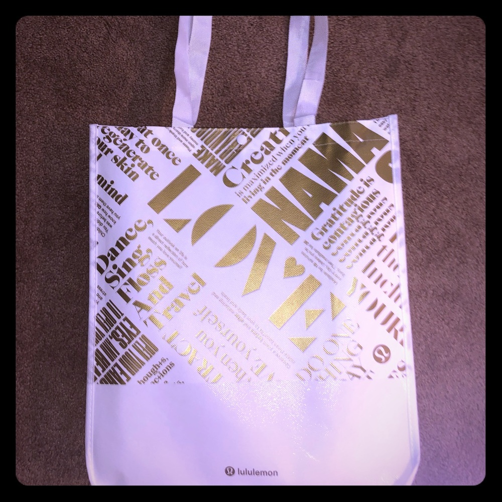 Lululemon tote bag—medium/large—white/gold